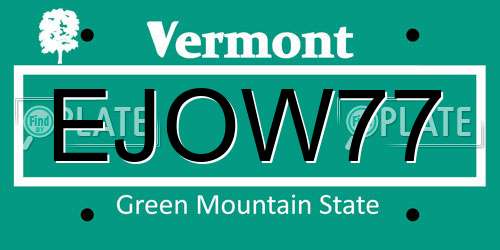EJOW77 Vermont License Plate