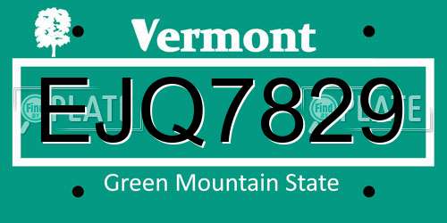 EJQ7829 Vermont License Plate