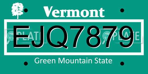 EJQ7879 Vermont License Plate