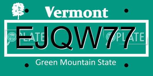 EJQW77 Vermont License Plate