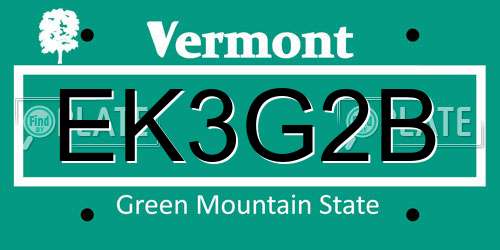 EK3G2B Vermont License Plate