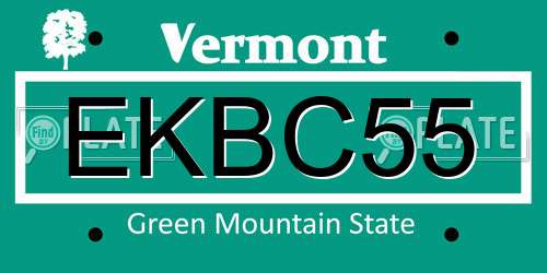 EKBC55 Vermont License Plate