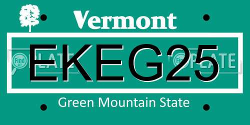 EKEG25 Vermont License Plate