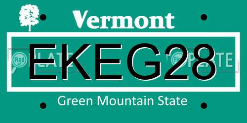 EKEG28 Vermont License Plate