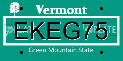 EKEG75 Vermont License Plate