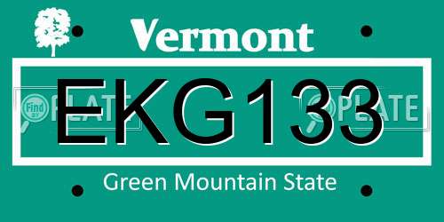 EKG133 Vermont License Plate