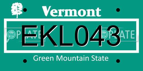 EKL043 Vermont License Plate