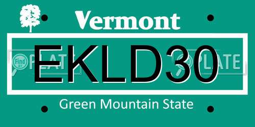 EKLD30 Vermont License Plate