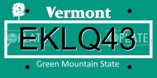 EKLQ43 Vermont License Plate