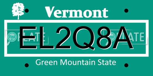EL2Q8A Vermont License Plate