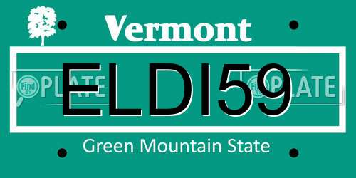 ELDI59 Vermont License Plate