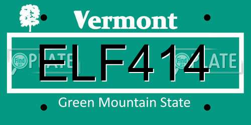 ELF414 Vermont License Plate