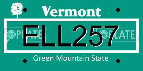 ELL257 Vermont License Plate