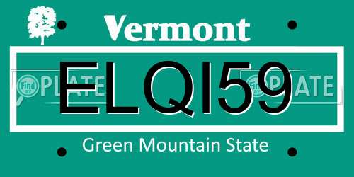 ELQI59 Vermont License Plate