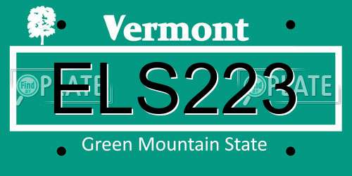 ELS223 Vermont License Plate