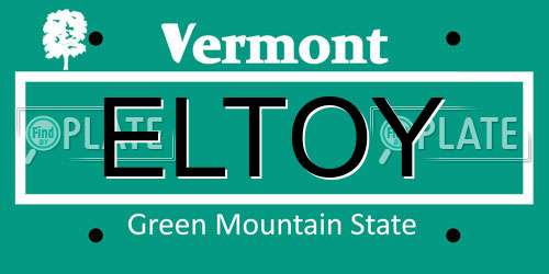 ELTOY Vermont License Plate