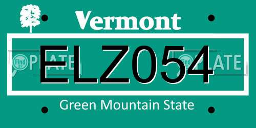 ELZ054 Vermont License Plate