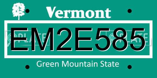EM2E585 Vermont License Plate