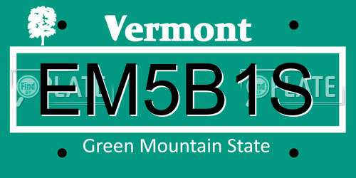 EM5B1S Vermont License Plate