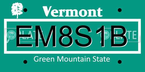 EM8S1B Vermont License Plate