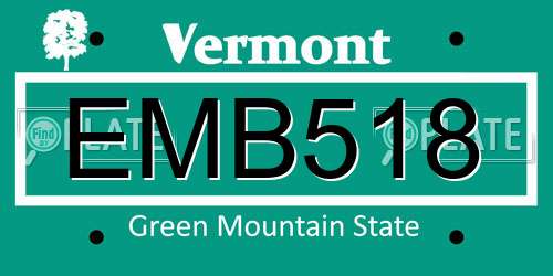 EMB518 Vermont License Plate