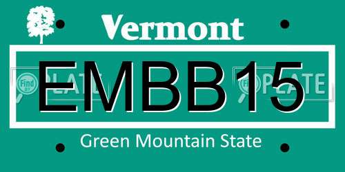EMBB15 Vermont License Plate