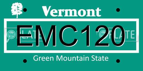 EMC120 Vermont License Plate