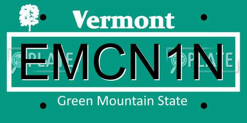 EMCN1N Vermont License Plate