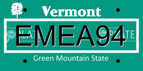 EMEA94 Vermont License Plate
