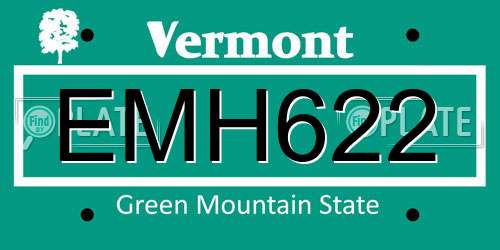 EMH622 Vermont License Plate