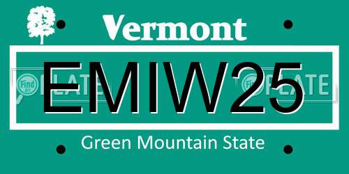 EMIW25 Vermont License Plate