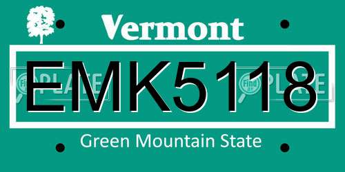 EMK5118 Vermont License Plate