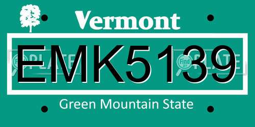 EMK5139 Vermont License Plate