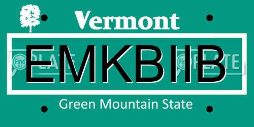 EMKBIIB Vermont License Plate