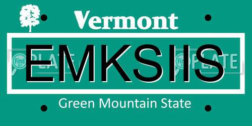 EMKSIIS Vermont License Plate