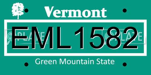 EML1582 Vermont License Plate
