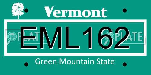 EML162 Vermont License Plate
