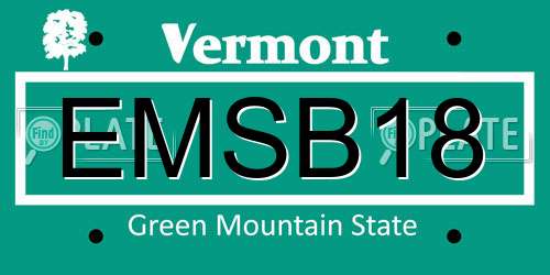 EMSB18 Vermont License Plate