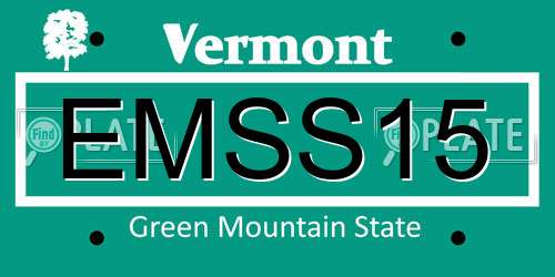 EMSS15 Vermont License Plate