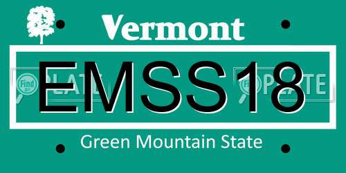 EMSS18 Vermont License Plate