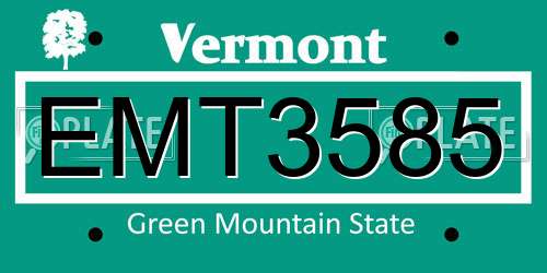 EMT3585 Vermont License Plate