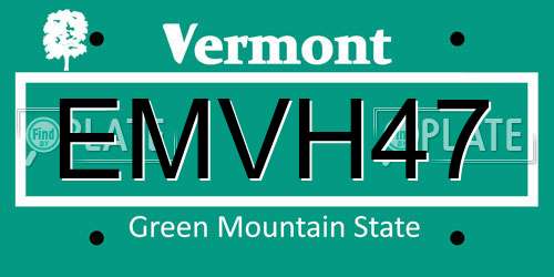 EMVH47 Vermont License Plate
