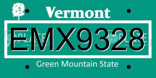 EMX9328 Vermont License Plate