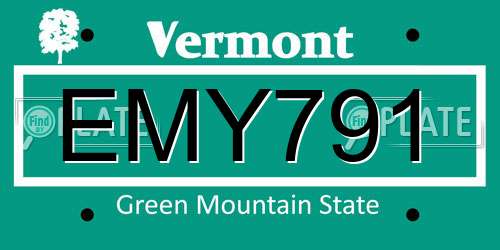 EMY791 Vermont License Plate