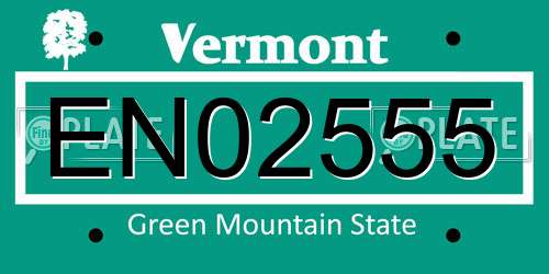EN02555 Vermont License Plate