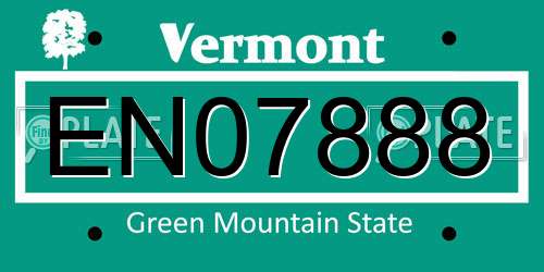 EN07888 Vermont License Plate