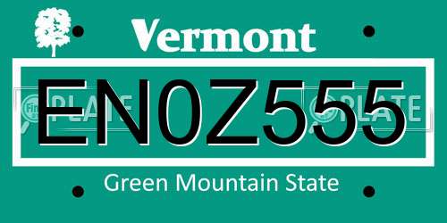EN0Z555 Vermont License Plate