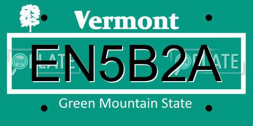EN5B2A Vermont License Plate