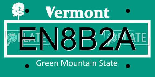 EN8B2A Vermont License Plate