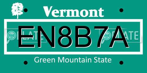 EN8B7A Vermont License Plate